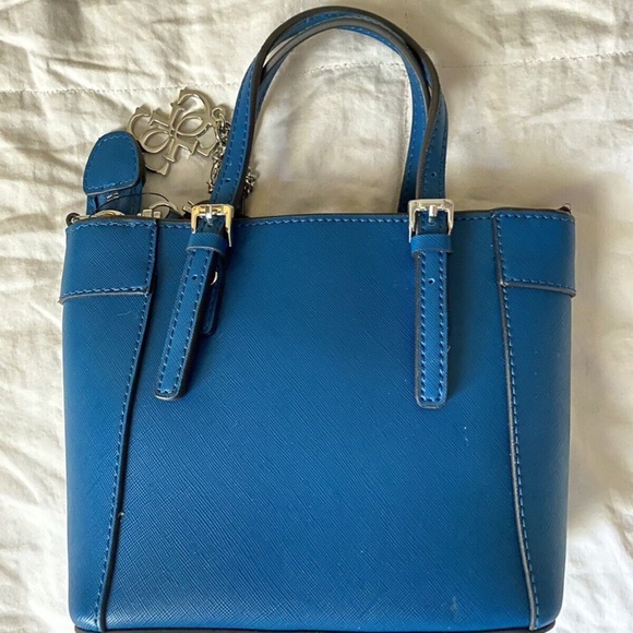 Guess Top Handle Handbag w/ Adjustable Strap - Zipper Closure - Blue - Picture 2 of 3